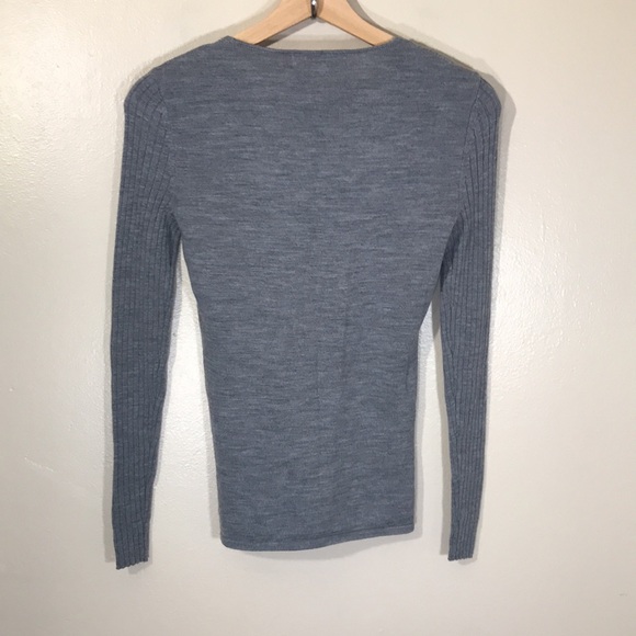 EUC Krimson Klover Wool Gray V-Neck Ribbed Sweater - Picture 4 of 5